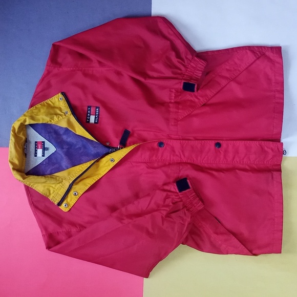 Vintage 1990s Tommy Hilfiger Red Track Jacket Windbreaker UNISEX - Picture 2 of 11